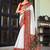 White lucknowi viscose georgette saree with foil print