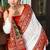 White lucknowi viscose georgette saree with foil print