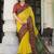 Yellow lucknowi viscose georgette saree with foil print