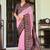 Light pink lucknowi viscose georgette saree with foil print