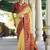 Pastel yellow lucknowi viscose georgette saree with foil print