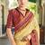 Pastel yellow lucknowi viscose georgette saree with foil print