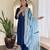 Blue sequence embroidery viscos chanderi silk kurta set with nazmin printed dupatta