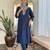 Blue sequence embroidery viscos chanderi silk kurta set with nazmin printed dupatta