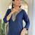 Blue sequence embroidery viscos chanderi silk kurta set with nazmin printed dupatta