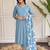 Sky blue sequence embroidery viscos chanderi silk kurta set with silk dupatta