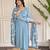Sky blue sequence embroidery viscos chanderi silk kurta set with silk dupatta