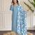 Sky blue sequence embroidery viscos chanderi silk kurta set with silk dupatta