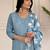Sky blue sequence embroidery viscos chanderi silk kurta set with silk dupatta