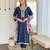 Blue floral sequence embroidery viscos silk kurta set with printed chinon dupatta for women