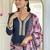Blue floral sequence embroidery viscos silk kurta set with printed chinon dupatta for women
