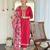 Rani pink floral sequence embroidery viscos silk kurta set with printed chinon dupatta for women