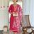 Rani pink floral sequence embroidery viscos silk kurta set with printed chinon dupatta for women