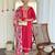 Rani pink floral sequence embroidery viscos silk kurta set with printed chinon dupatta for women