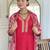 Rani pink floral sequence embroidery viscos silk kurta set with printed chinon dupatta for women