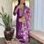 Violet floral sequence embroidery viscos silk kurta set with printed chinon dupatta for women