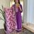 Violet floral sequence embroidery viscos silk kurta set with printed chinon dupatta for women