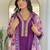 Violet floral sequence embroidery viscos silk kurta set with printed chinon dupatta for women