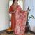 Orange floral sequence embroidery viscos rayon kurta set with printed chinon dupatta for women