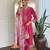 Rani pink floral sequence embroidery viscos rayon kurta set with printed chinon dupatta for women