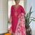 Rani pink floral sequence embroidery viscos rayon kurta set with printed chinon dupatta for women