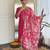 Rani pink floral sequence embroidery viscos rayon kurta set with printed chinon dupatta for women