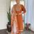 Orange sequence embroidery viscos rayon kurta set with floral jacquard for women