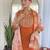 Orange sequence embroidery viscos rayon kurta set with floral jacquard for women