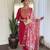 Rani pink sequence embroidery viscos rayon kurta set with floral jacquard for women