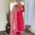 Rani pink sequence embroidery viscos rayon kurta set with floral jacquard for women
