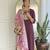 Wine floral sequence embroidery viscos rayon kurta set with printed crepe dupatta