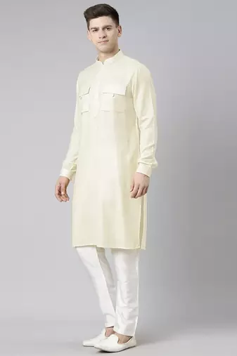 Cream pathani kurtas