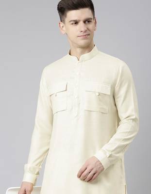 Cream pathani kurtas 8