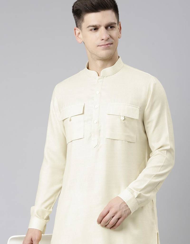 Cream pathani kurtas
