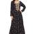 Floral printed A-line Jalabiya with Golden and multicolor threadwork 