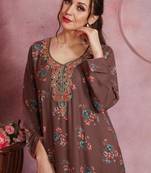 A line dress with colourful thread work Embroidery