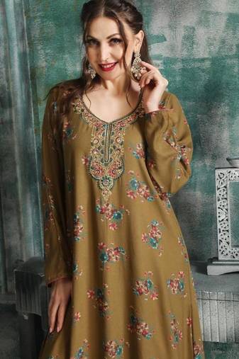 A line dress with colourful thread work Embroidery