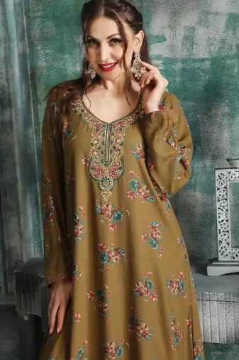 A line dress with colourful thread work Embroidery