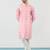 Pink cotton blend kurta pajama set for men with geometric print
