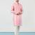 Pink cotton blend kurta pajama set for men with geometric print