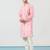 Pink cotton blend kurta pajama set for men with geometric print