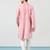 Pink cotton blend kurta pajama set for men with geometric print