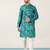 Green cotton blend kurta for men with printed design