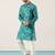 Green cotton blend kurta for men with printed design