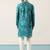 Green cotton blend kurta for men with printed design