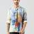 Cream cotton blend short kurta for men with printed design