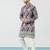 Purple cotton blend kurta for men with ethnic motifis print