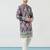 Purple cotton blend kurta for men with ethnic motifis print
