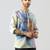 Cream cotton blend short kurta for men with printed design