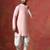 Peach cotton blend kurta for men with solid print